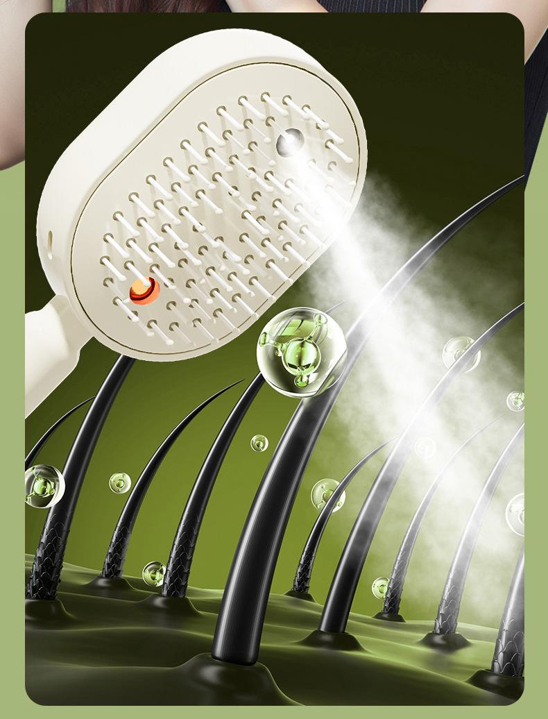Overseas viral electric spray massage comb, retractable anti-tangle black technology, Tangle Free Hair, hair nourishing and protecting air comb, multifunctional spray hair care comb, 10ml oil storage tank, anti-breakage hair