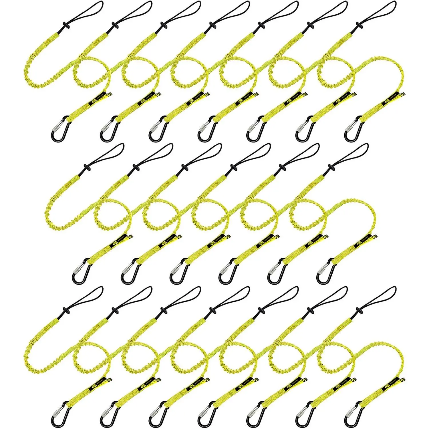 Tool Lanyard with Strap – Clip Bungee Cord – Duty Screw Locking Connector – Fall Protection and Safety – Loop End – Tether – Construction - 09220YS (20 Pack)