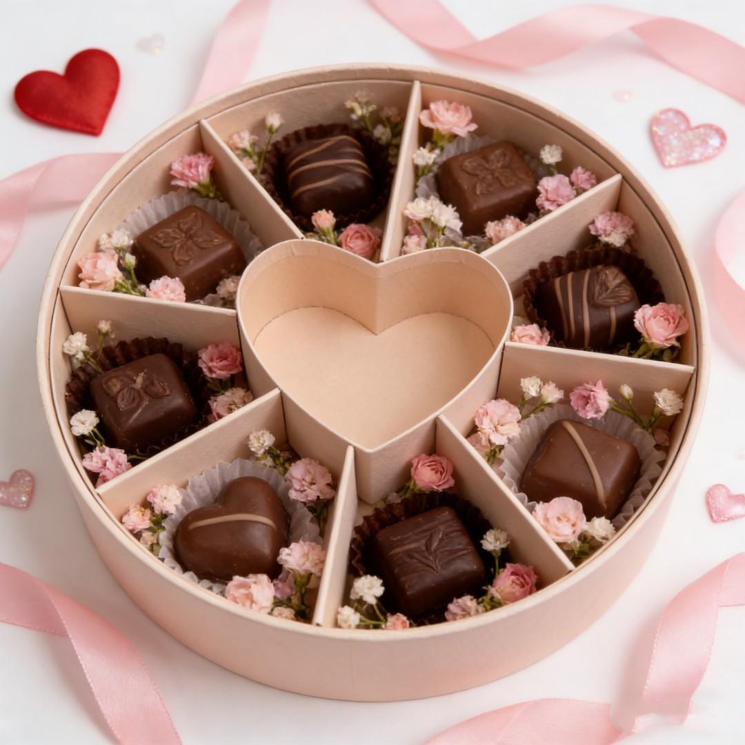 1count Round Fruit Box, Valentine's Day Gift Box for Girlfriend, Sweet Candy Chocolate Holiday Gift Box, Perfect Present for Special Occasions