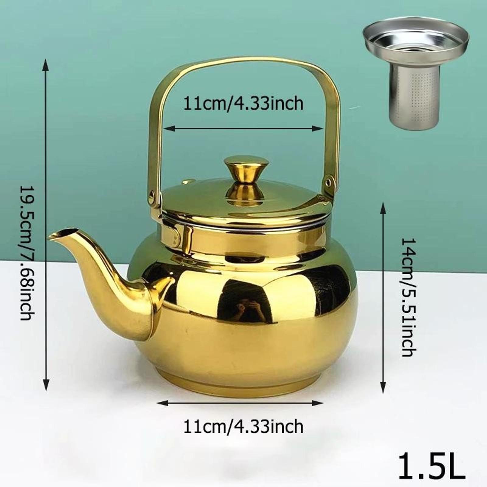 A Middle Eastern hammered design stainless steel teapot - heavy-duty 201 stainless steel with a filter, suitable for use on induction cooktops/gas stoves, oven-safe for both home and restaurant use Teapot With Strainer