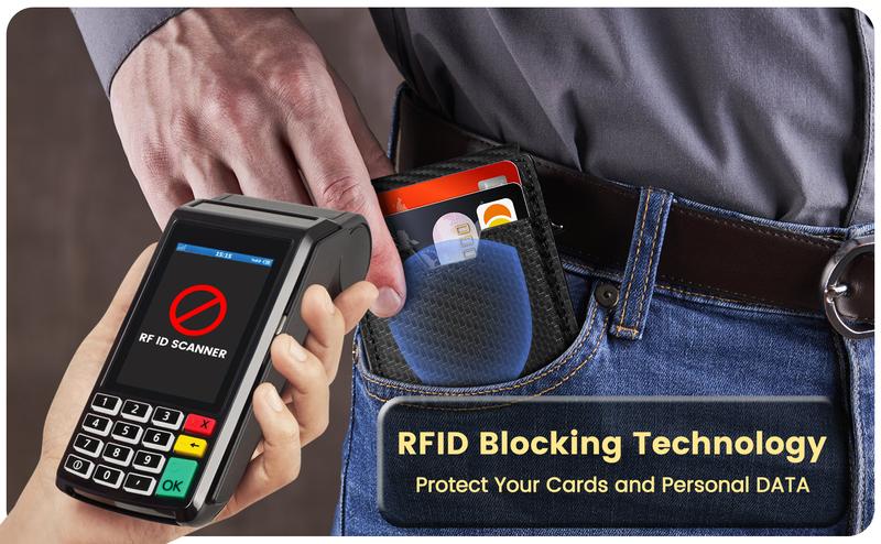 Wallet for Men with Money Clip RFID Blocking Minimalist Wallet Pop Up Aluminum Case Slim Credit Card Holder with Gift Box