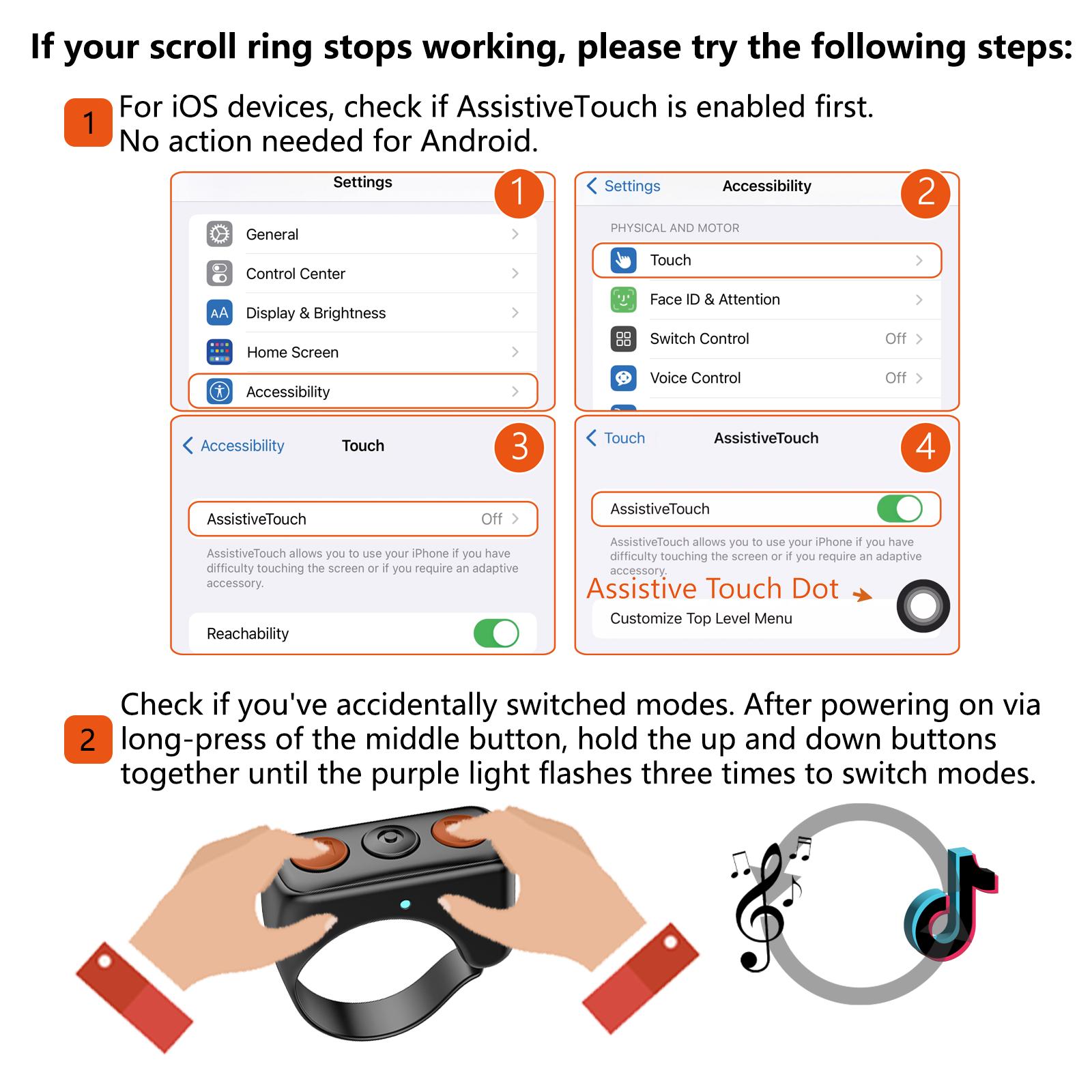 Xring Scrolling Ring Remote Control Scroller Page Turner,Bluetooth Camera Video Recording Remote,Music Control, for iPhone ,iPad ,iOS,Android,Pink Accessories Selfie Devices