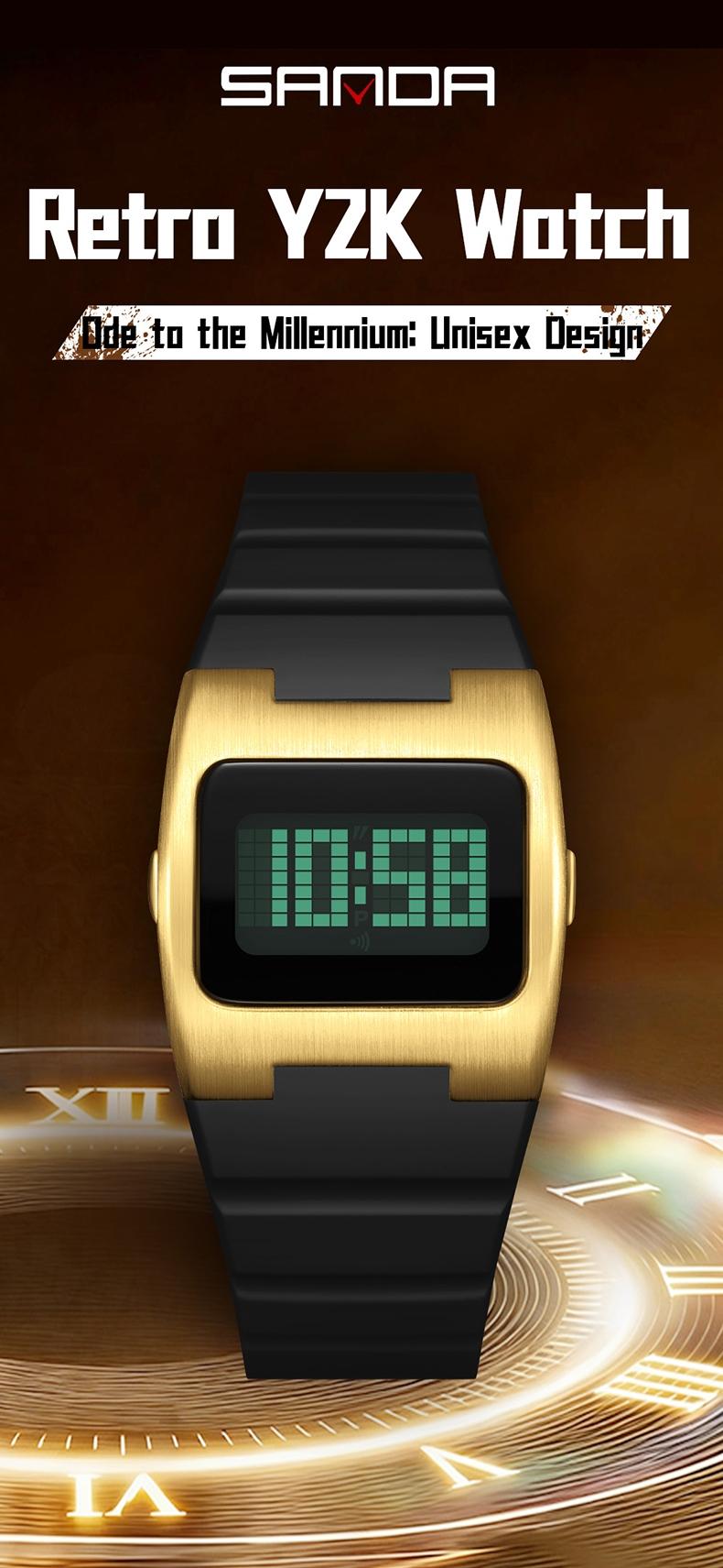 Sanda Fashion Square Sports Watch, Waterproof Luminous Multifunctional Wristwatch, Analog-Digital, Perfect Birthday & Festival Gift