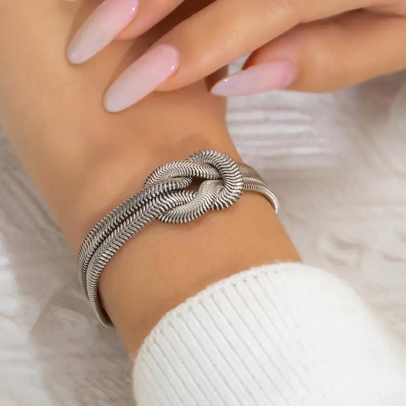 Exquisite snake chain woven bracelet, belt snake chain woven chain fashionable double-layer 925 silver non fading bracelet, anti allergic, Christmas gift, Valentine's Day gift