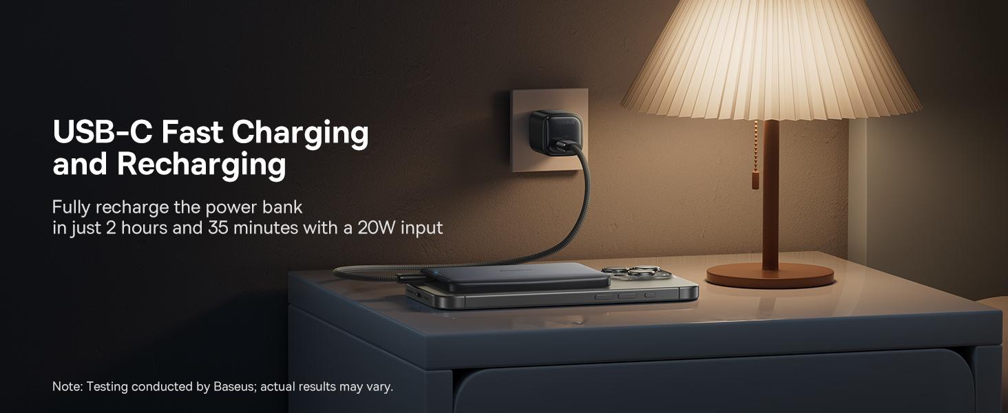 Baseus Picogo Magsafe Portable Charger, 0.5" Ultra Slim Qi2 Certified 15W Wireless Power Bank, 10000mAh 27W Fast Charging Magnetic Battery Pack with USB-C Cable for iPhone 16/15/14/13/12 Series Only