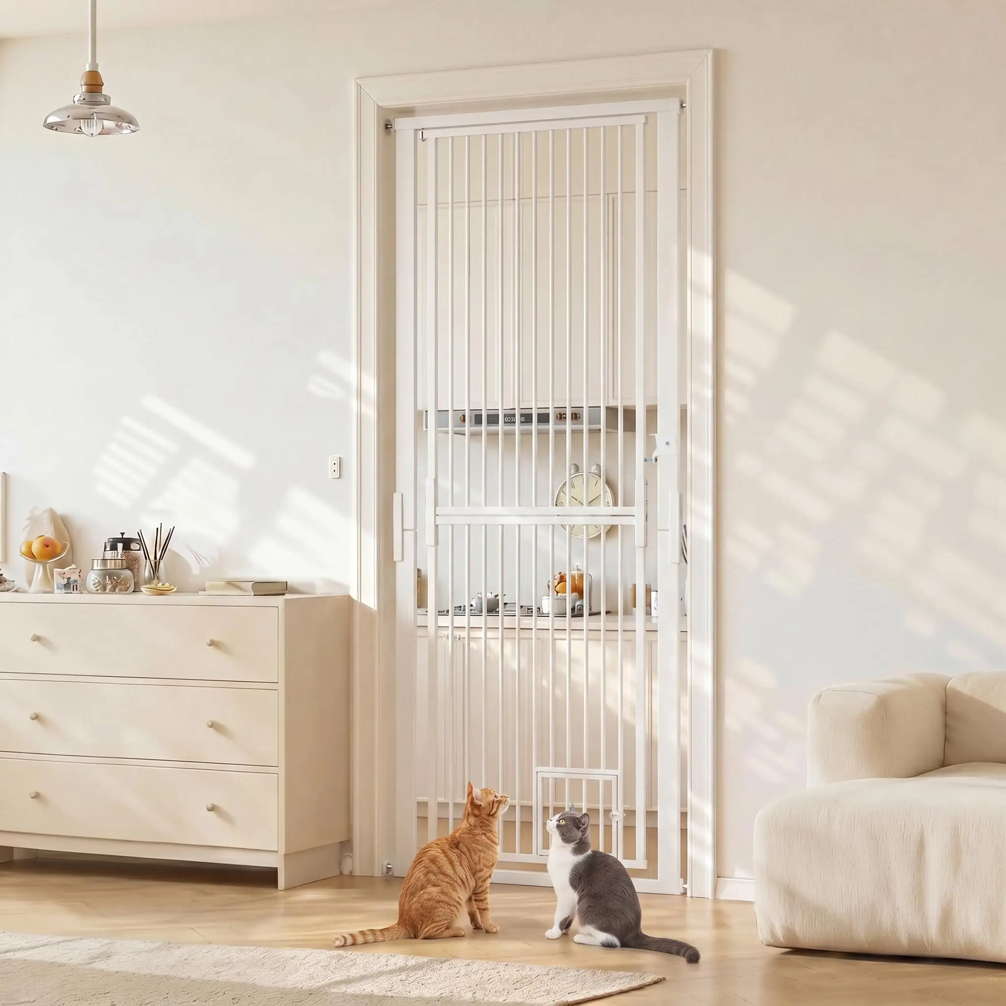 Upgrade Baby & Pet Safety Gate for Doors & Stairs – Pressure Mounted, Auto-Close, Double Lock, Drill-Free, Adjustable Fit 30-41" Wide, 71" Tall – Barrier for Home, Hallways – Black or White