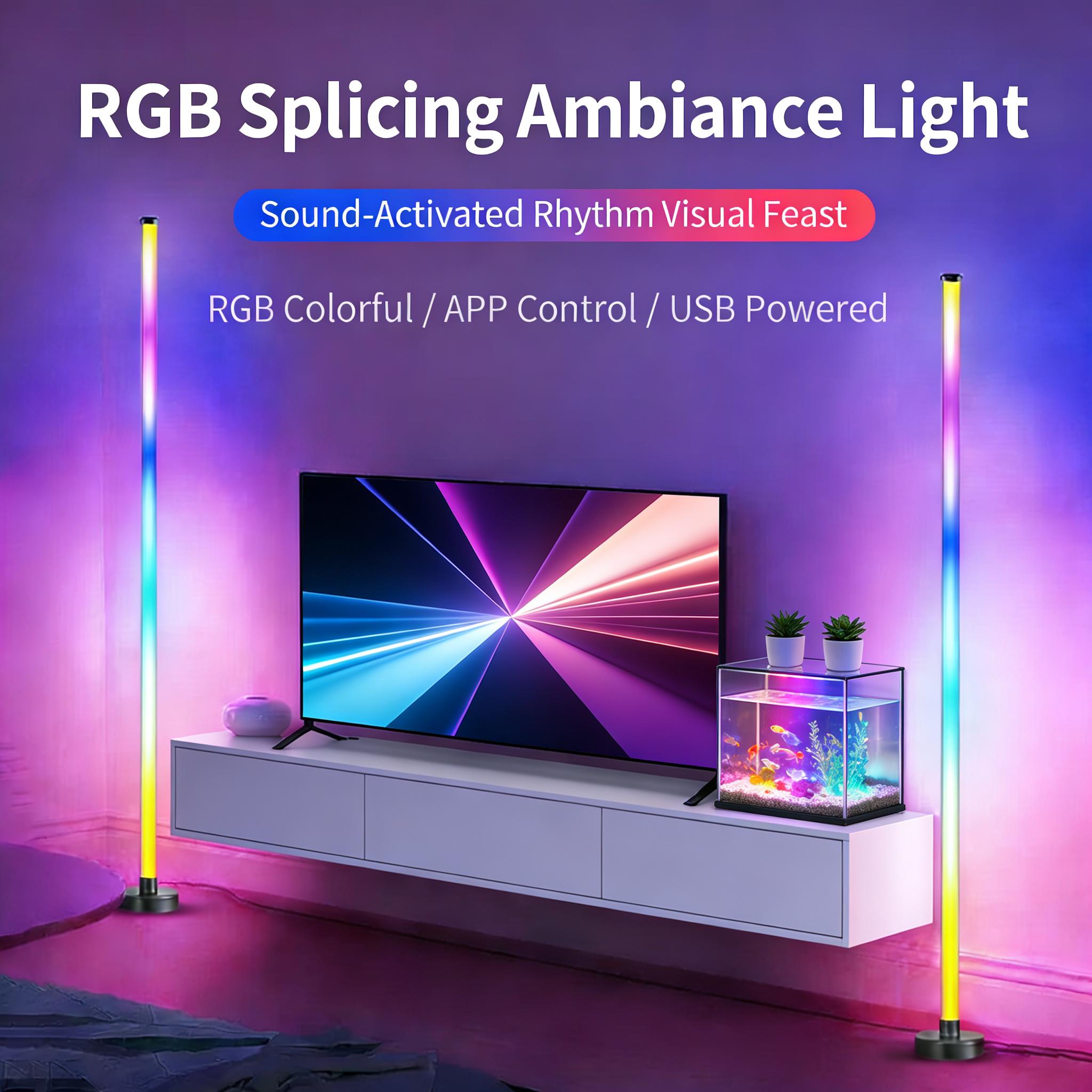 Smart RGB LED Floor Light Color Changing Corner Lamp, Bluetooth APP Remote Control with 16 Million DIY Colors for Living Room, Bedroom, Gaming Room and Festival Decoration