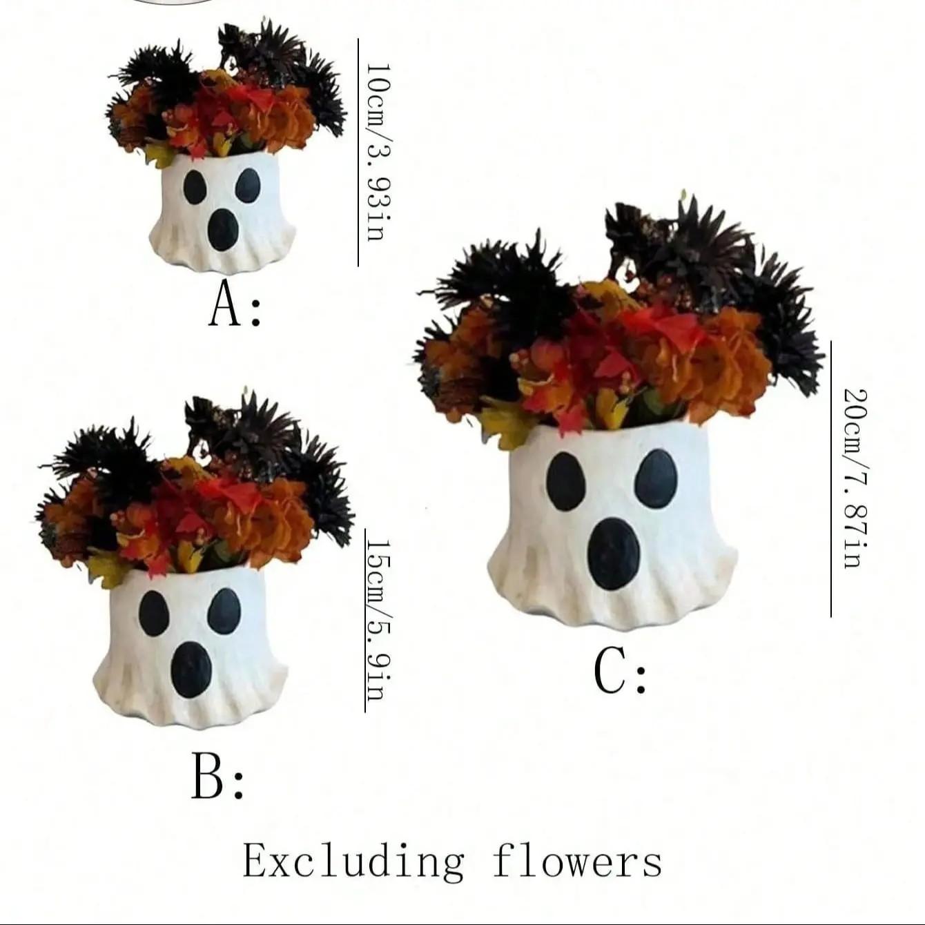 Halloween Ghost Planter Candy Bucket, Resin Decorative Flower Pot, Garden Decor, Indoor Outdoor Decoration, Party Decor, Atmosphere Maker, Home Gathering Gift