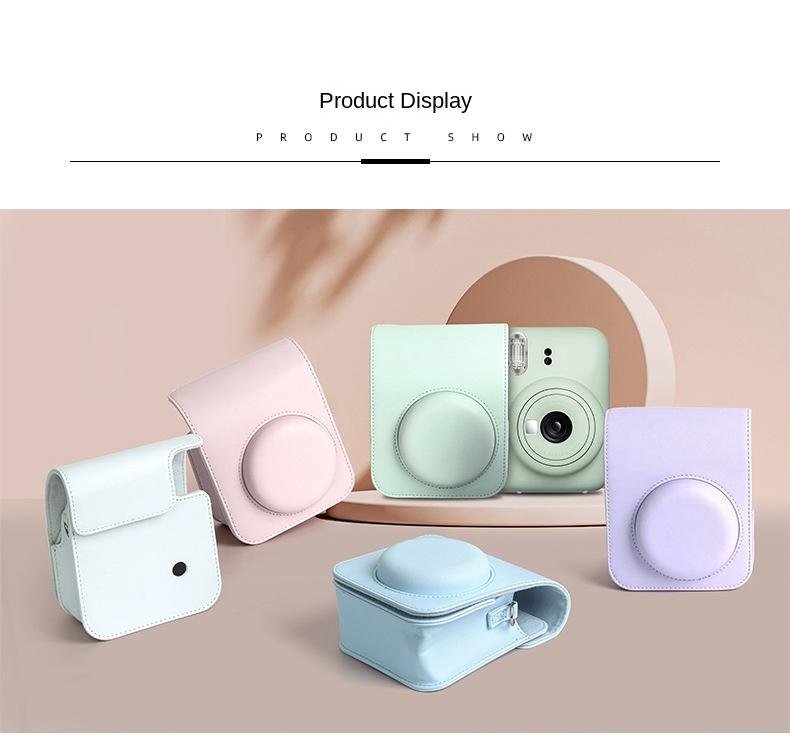 For Instax Mini 12 Camera Case PU Leather Soft Protective Case Trave Bag for Fujifilm Film Camera Bag with Shoulder Strap