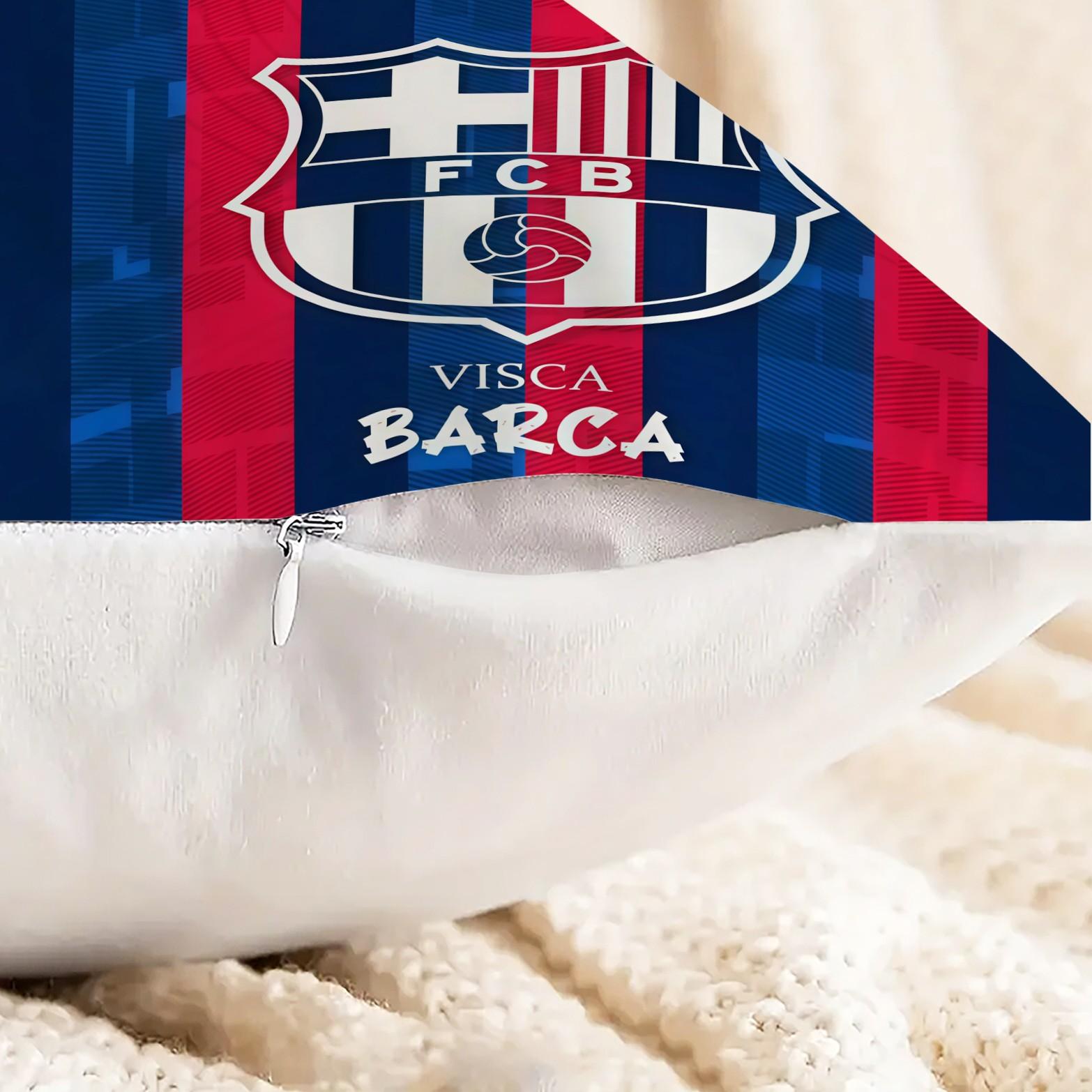 18x18 Inch Soccer Club Throw Pillow, Red Blue Striped Sport Team Decorative Cushion, Football Fan Sofa Bed Living Room Decor, Ideal Gift for Soccer Fans Teens Adults Men