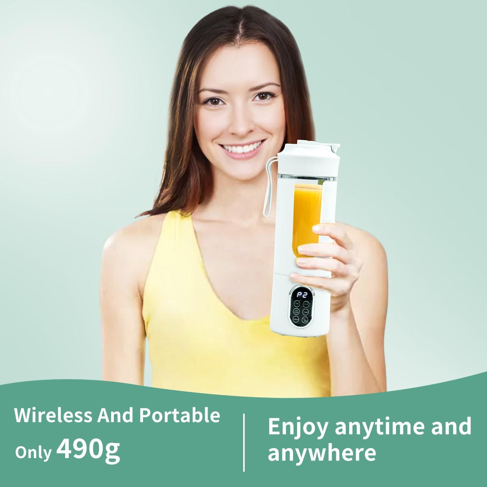 530ML/18oz Portable Blender, Mini Portable Electric USB Juicer, Small Personal Blender for Smoothies and Shakes, With Automatic Cleaning Function, Multi-Purpose and Easy To Use