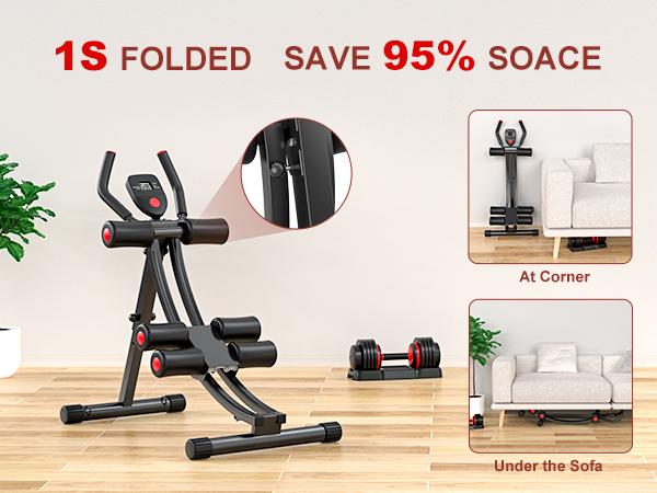 Ab Machine with Elastic Band for Home Workout, Foldable Ab Workout Equipment, Maquina Para Hacer Ejercicio en Casa Core Exercise Equipment for Home Gym