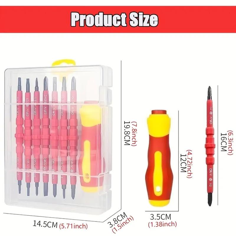 8 Piece Screwdriver Tool Set, Multi-Functional Home Furniture Repair Kit, Cr-V Interchangeable DIY Tools, Replaceable Screwdriver Bits, Precision Screwdriver, Easy Storage