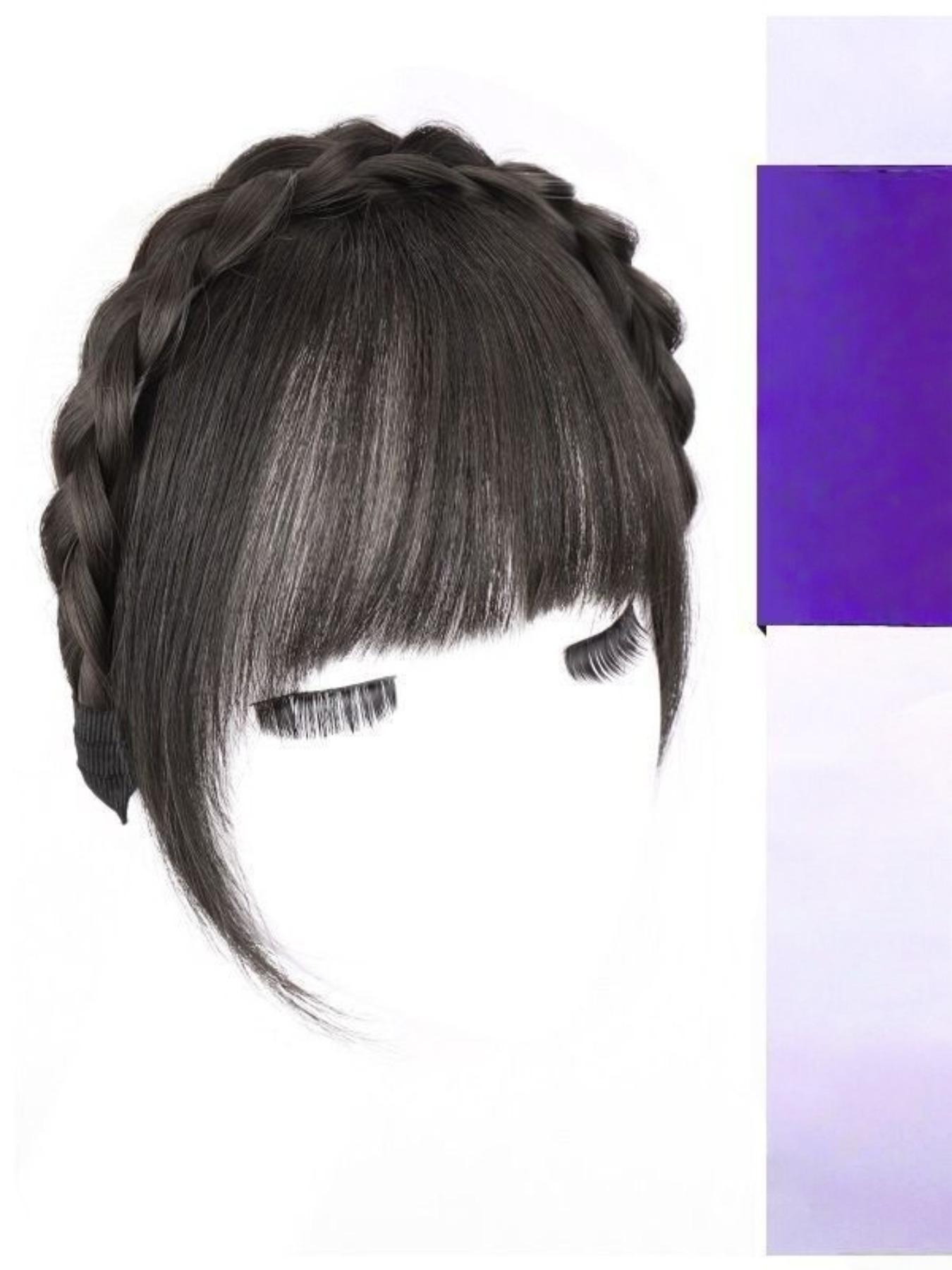 Slip Resistant Fluffy Blunt Bangs Fishtail Braid Wig Headband with Sideburns Bangs Elegant Braided Hair Simple Hair Accessory for Party Holiday Vacation Daily Wear Women Headband