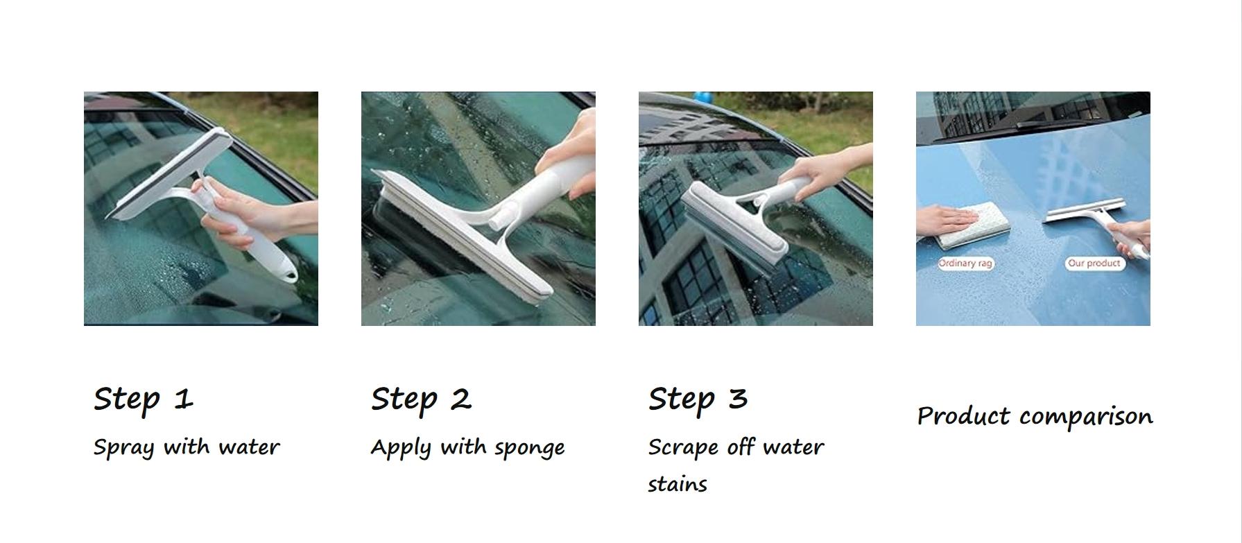 3 in 1 Window Cleaning Scraper, 2025 New Squeegee for Shower Glass, 3 in 1 Spray Function for Glass Doors for Windows Glass, Mirrors Scraper, Brush. All-Purpose Window Cleaner Tool Hands-Free Flat Floor Mop Bucket Set Suction Cup Sponge Holder for Kitchen