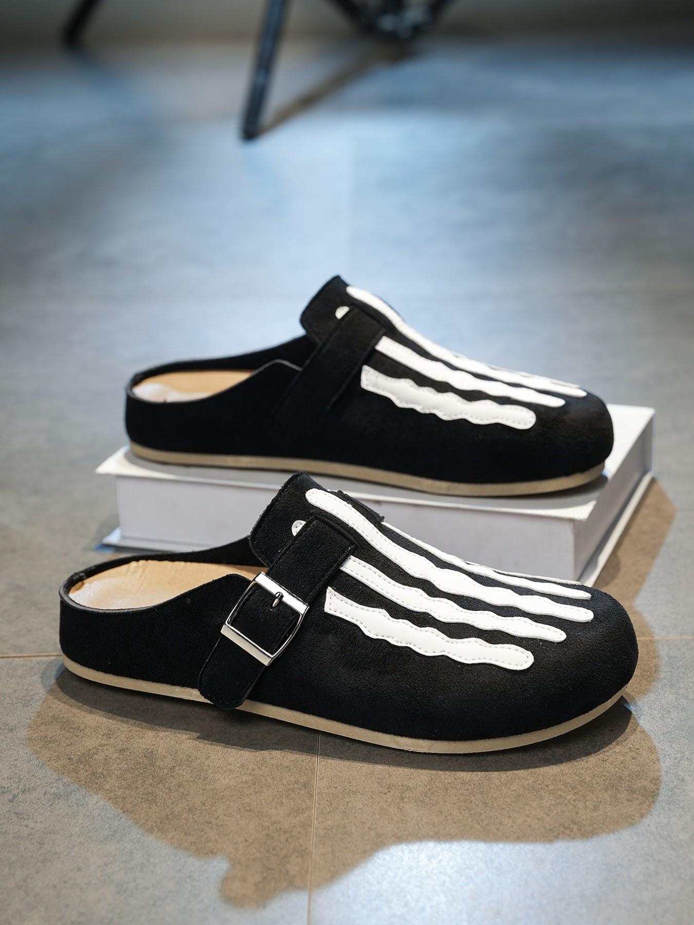 Men's Gothic Skull Sandals, Comfortable Soft Sole, Non-Slip Fashion Sports Shoes, Suitable for Spring Summer Indoor Outdoor Activities