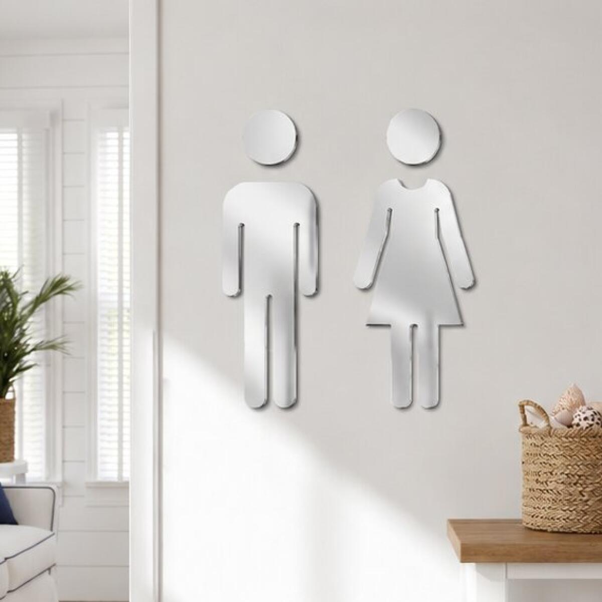 20sets Acrylic Mirror Wall Stickers, Men Women Restroom Signage, Toilet Guide Signs, Public Bathroom Indicator Decals for Hotel Restaurant Dorm, Home Wall Decor, Decorative