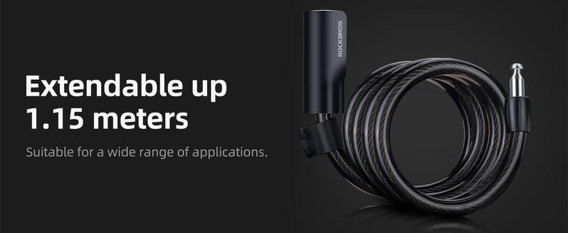 ROCKBROS Bike Lock Cable 4 Feet Bicycle Cable Lock with Mounting Bracket 2 Secure Keys 1/2 Inch Diameter