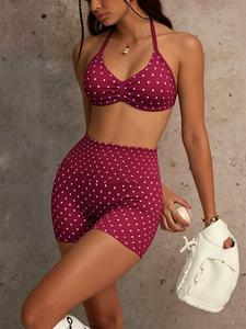 two-piece set women's solid crop sports bra & high waist shorts tracksuit set, breathable comfortable sports set for yoga gym workout running, ladies summer / spring sportswear, activewear, fitness sportswear set
