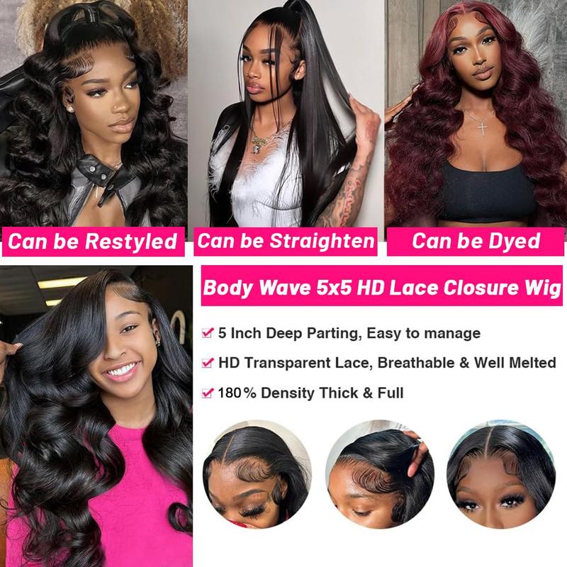 Bling Hair Ready To Wear 9x6 7x5 Lace Closure Wig Body Wave Glueless Wig Human Hair 6x4 5x5 Pre Cut Lace Closure Wigs For Women 180 Density Brazilian Real Human Hair 13x4 13x6 Drawstring Glueless Lace Front Wig