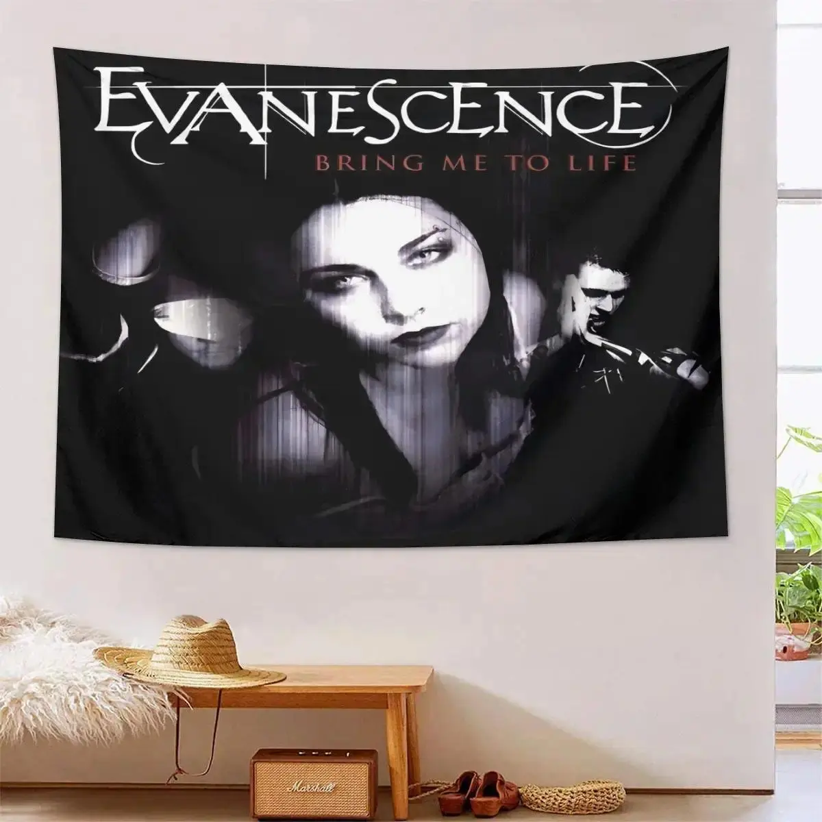 Evanescence "Bring Me to Life" Graphic Wall Hanging Tapestry - A2 Size Minimalist Office Decor, 100% Polyester Fiber Synthetic Fabric, Lightweight, No Electricity Needed, Gentle Handwash Home Decor
