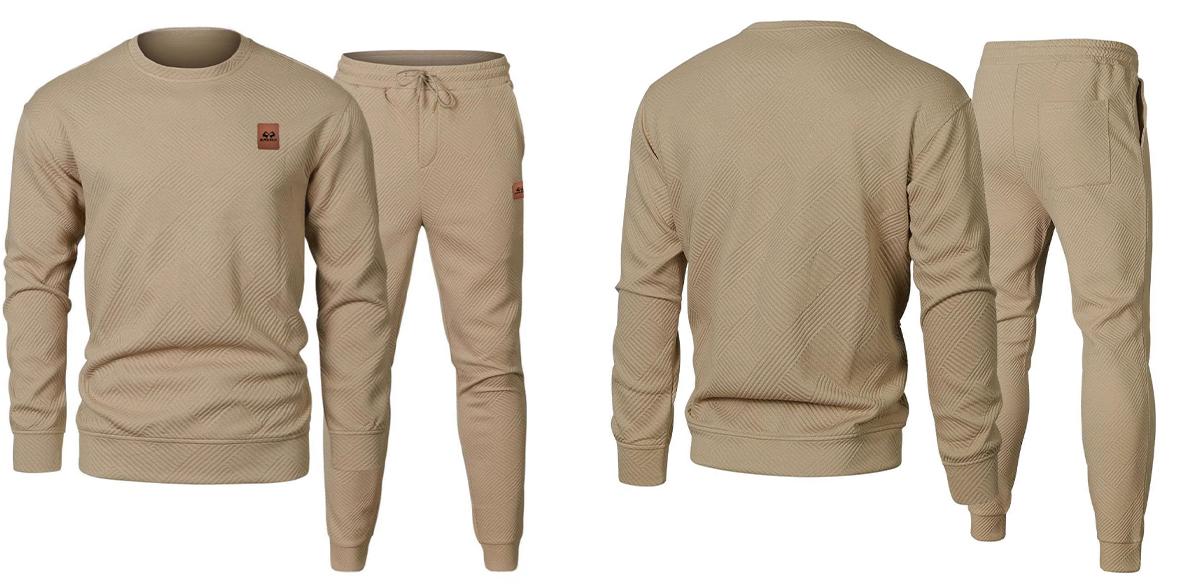 Men's 2 Piece Sweatsuits Outfits Casual Crewneck Jacquard Sweatshirt Joggers Set High Quality Fabric Classic Design for Fall Winter Spring Men's 2 Piece Sweatsuits Outfits Casual Crewneck Jacquard Sweatshirt Joggers Set High Quality Fabric Classic Design for Fall Winter Spring