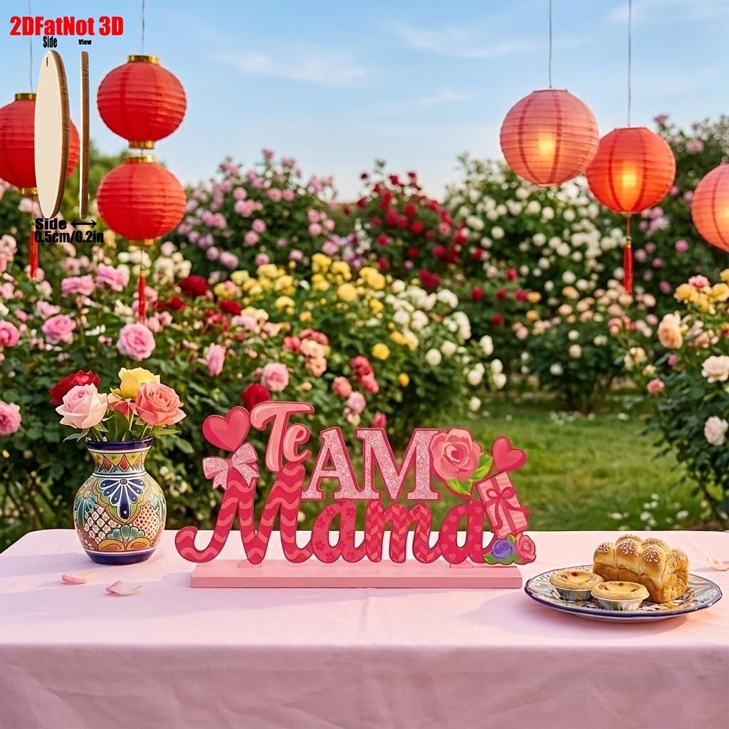 2D Flat Mother's Day Table Decor, Spanish Style Wooden Centerpiece, Desktop Sign Decoration, Perfect for Mother's Day Party Supplies