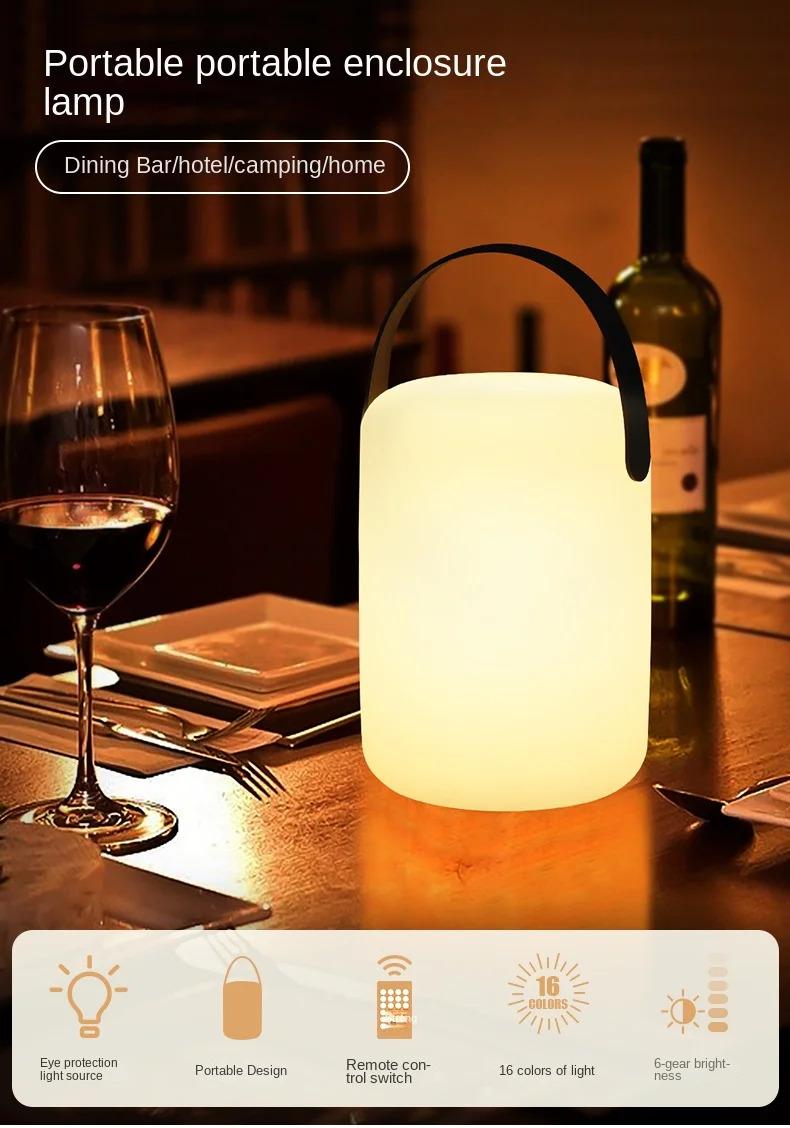 Outdoor Waterproof Wireless Table Lamp Smart Remote Control RGB LED Camping Lamp USB Rechargeable Portable Lamp Room Decorative Lamp