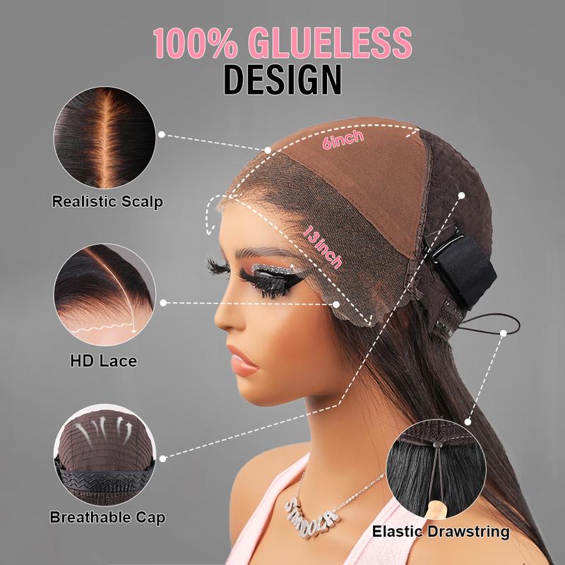 Simidola 13x6 Glueless Lace Yaki Kinky Straight Human Hair Wigs Ready To Wear And Go 6x4 Brazilian HD Lace Closure Wig Human Hair For Women Pre Plucked 200% Density