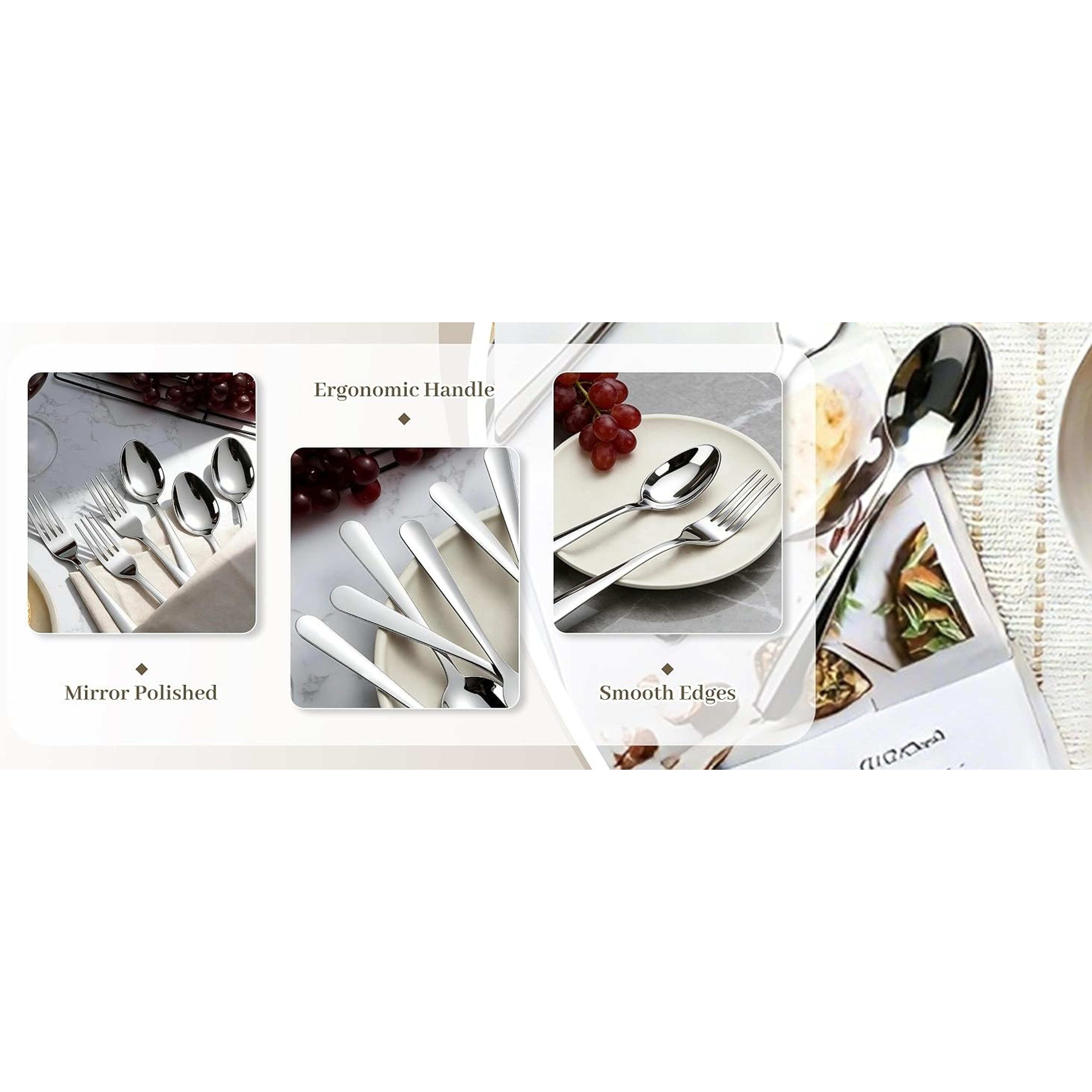 24-Piece Food Grade Stainless Steel Silverware Set - 12 Forks, 12 Spoons, Mirror Polished, Dishwasher Safe for Home, Restaurant Kitchen Utensils