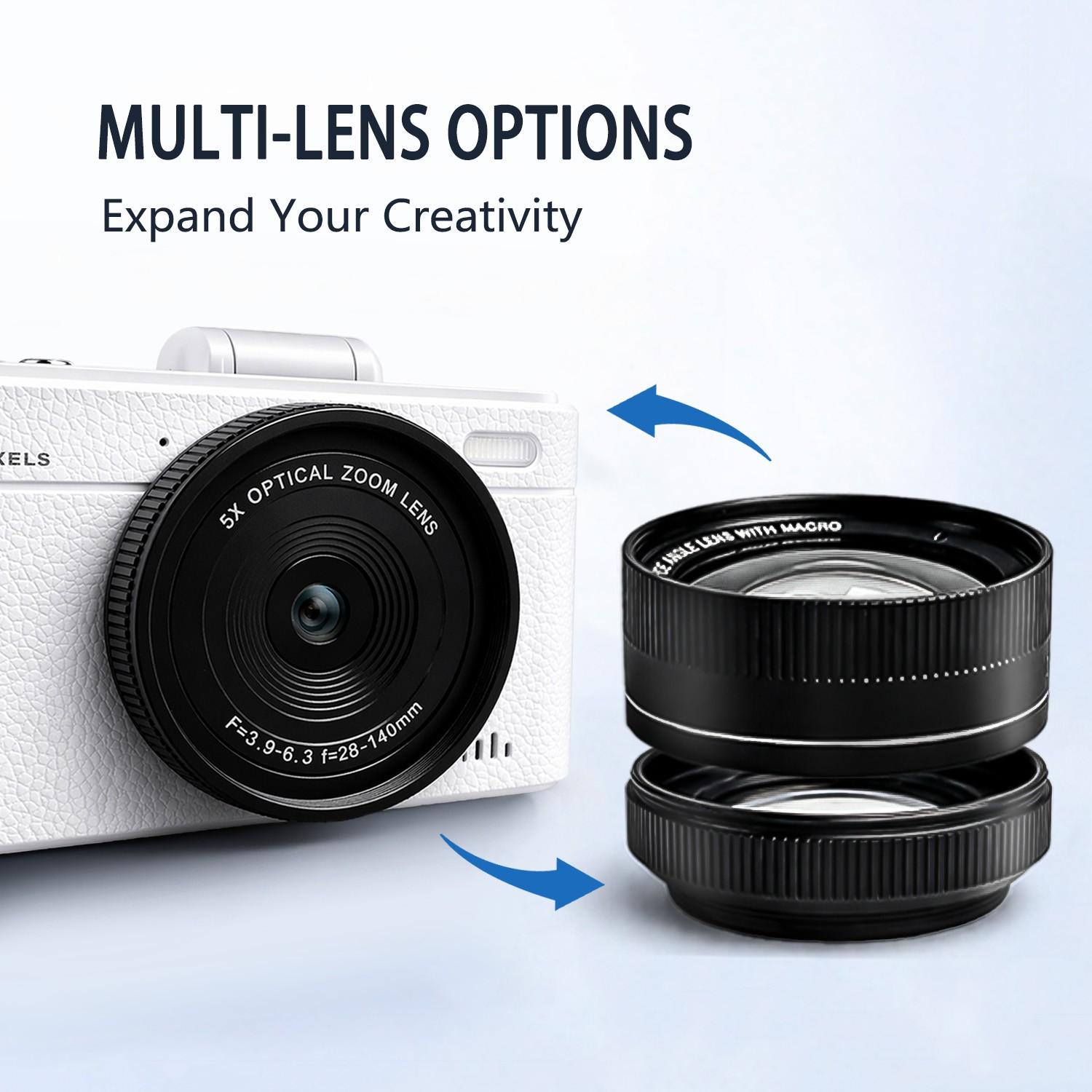 High-Definition Digital Camera, 18x Digital Zoom, 180° Flip Screen, Includes Lens and 32GB Micro SD Card, Photographic Kit, Perfect for Photography