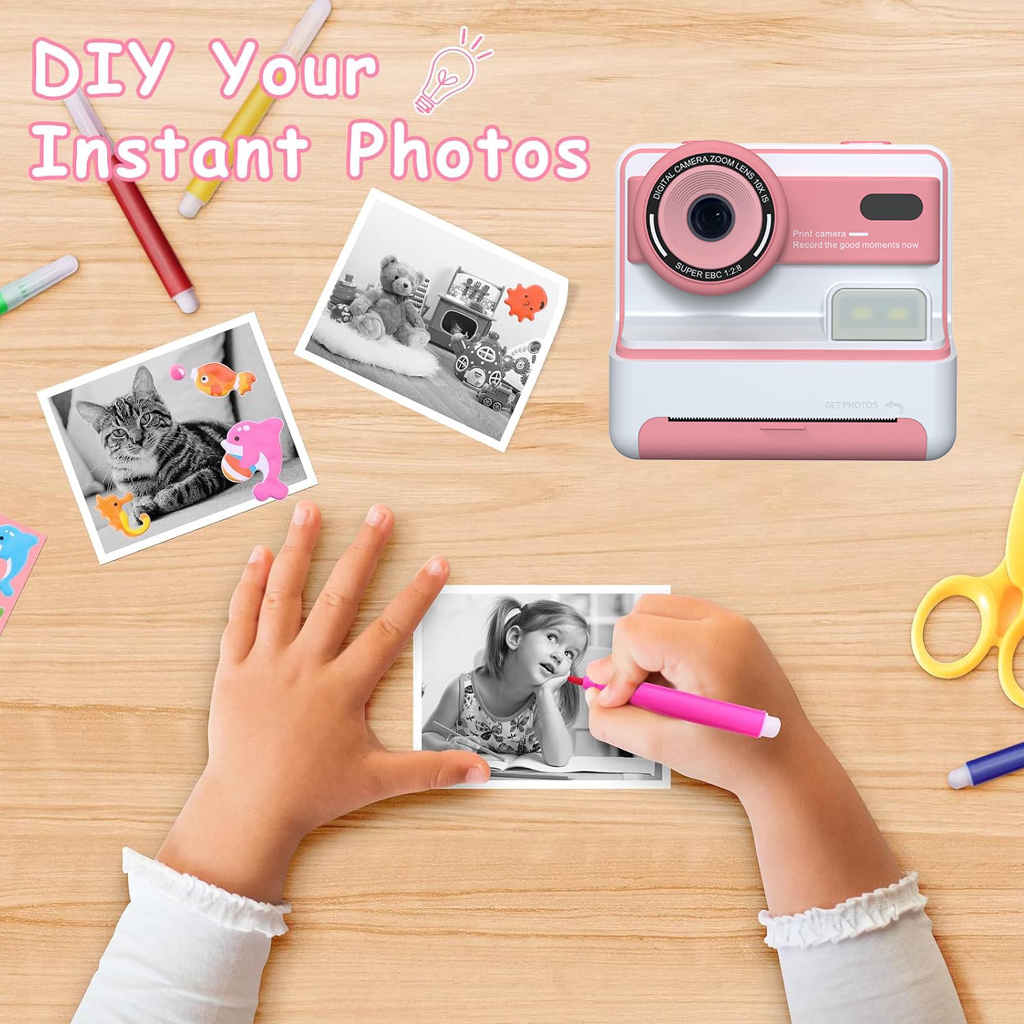 New Polaroid Camera, 1080P 2.4-Inch Screen Digital Instant Print Camera with Printing Paper & 32GB Card, Birthday Gift for Kids Aged 3-12