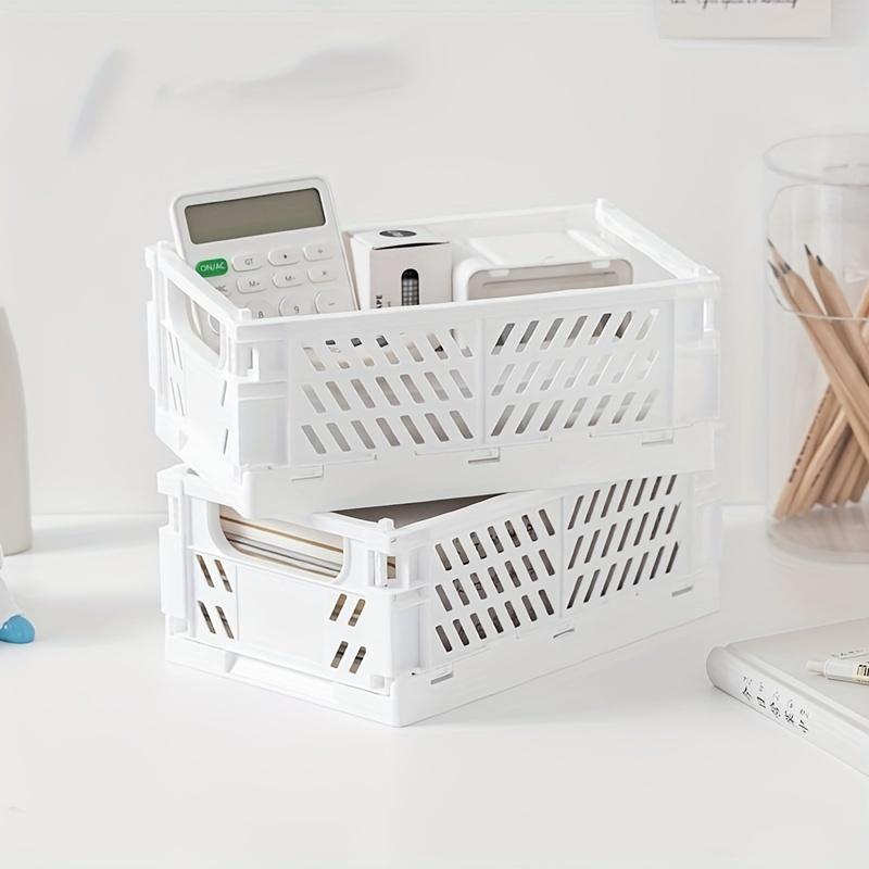 5.98in 1pc/3pcs Folding Organizer Storage Basket, Removable Basket, Stackable Plastic Storage Basket, Sundries Storage Basket, Japanese Style Desktop Storage Box, Minimalist