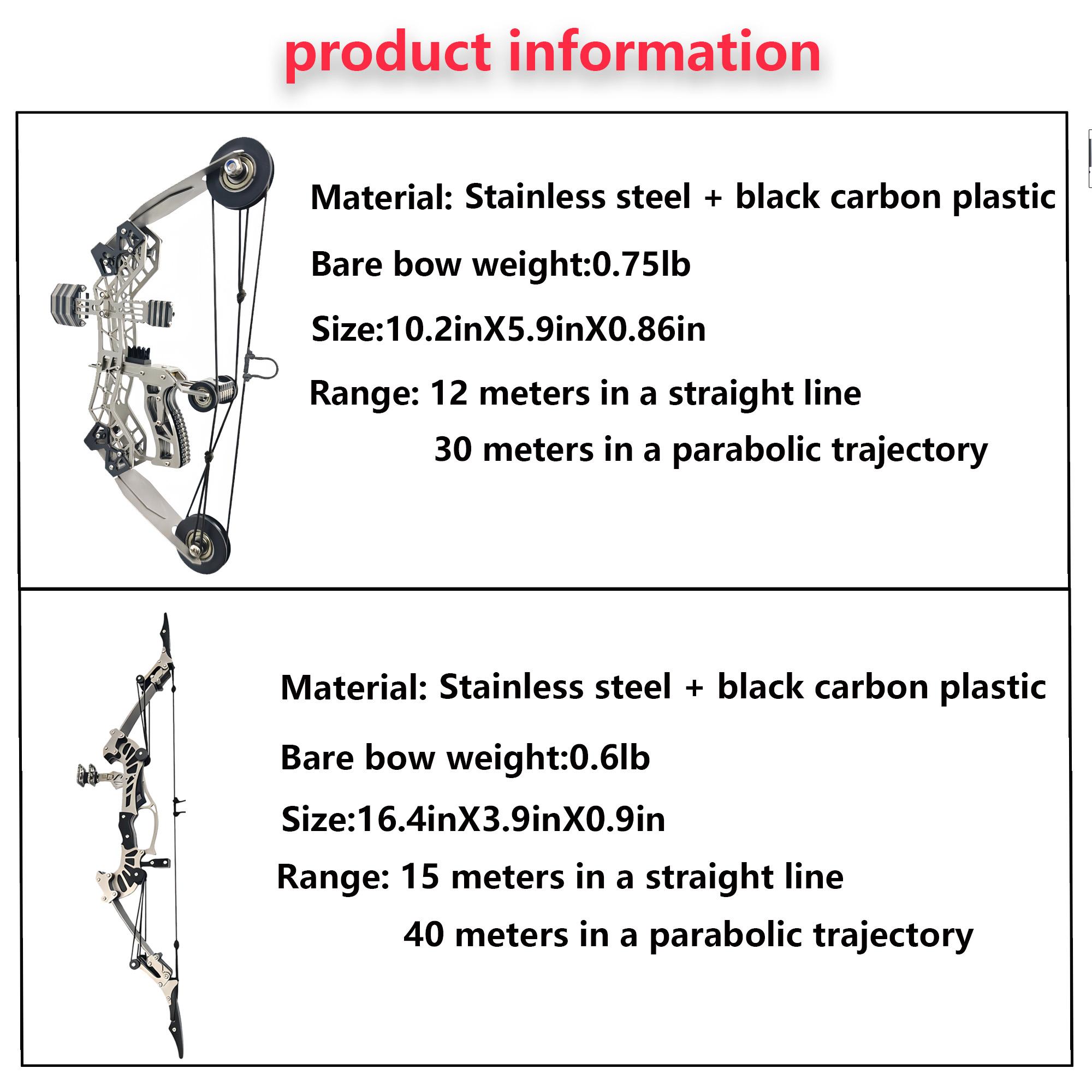 Sport-Partner Stainless Steel Mini Composite Bow and Arrow Toy Set with 8 Arrows Ideal for Beginners Practice Archery Compact Durable Gift Compound Bow