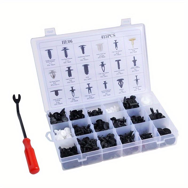415 Pcs Car Body Retainer Clips Set - Tailgate Handle Rod Clip & Fastener Remover - 18 Sizes Auto Push Pin Rivets Set - Door Trim Panel Clips - Made of High-Quality Plastic - Easy to Install - Perfect for Automotive Enthusiasts!