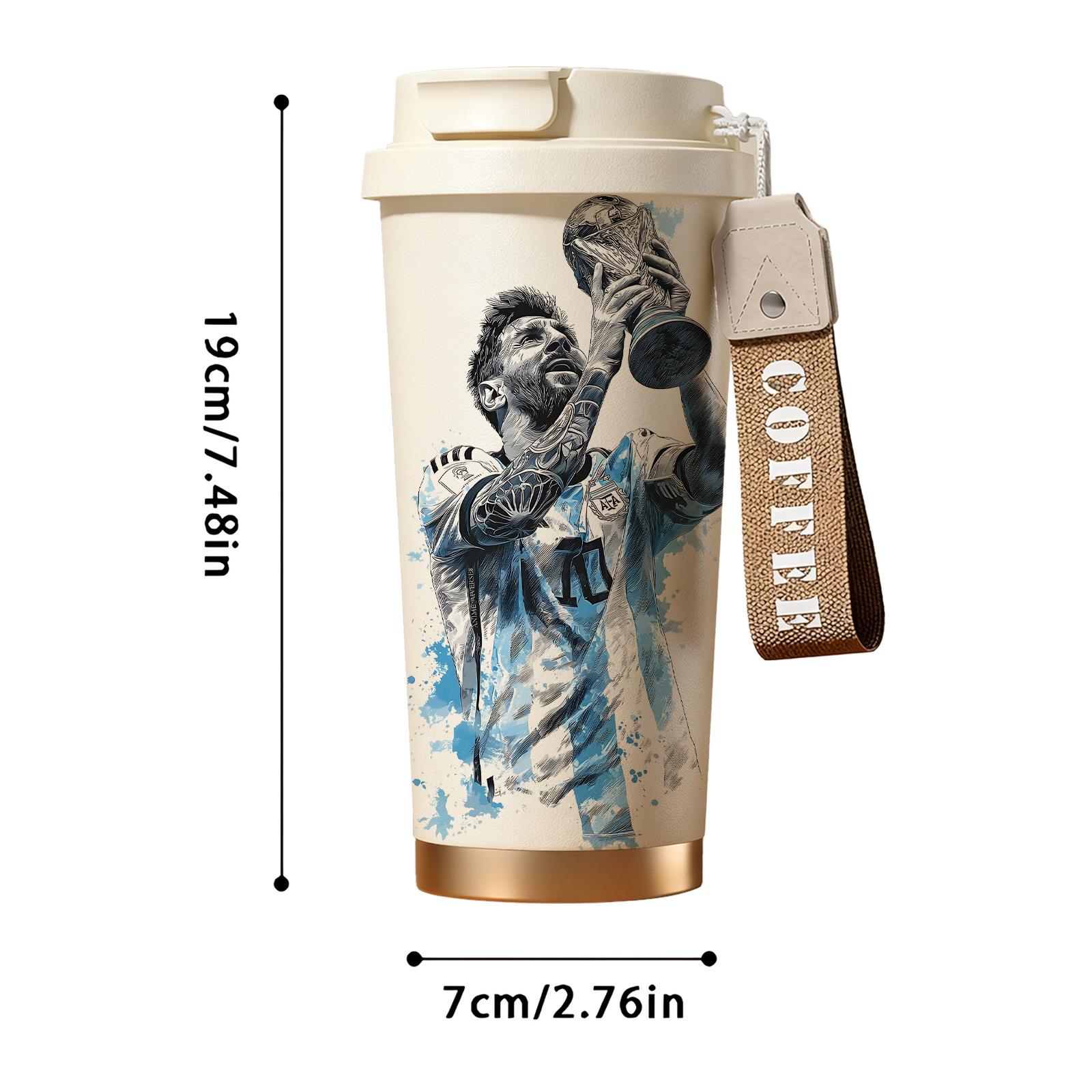 1 Pc 19/24/32oz stainless steel double wall insulated mug, Tumbler, with handle, leak proof lid travel thermal, soccer champion print, keep warm 12h cold 24h, hot cold drinks, gift for men and women, holiday