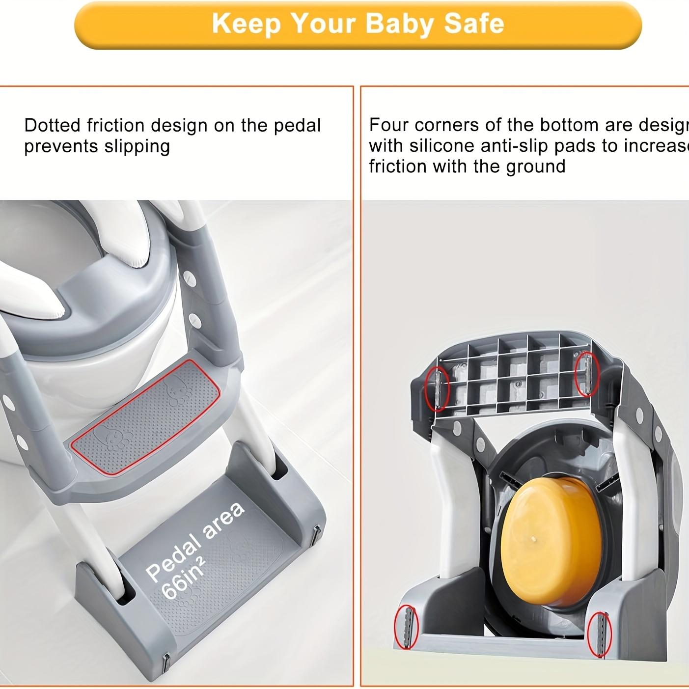 2 in 1 Toddler Potty Toilet Seat Cushion with Ladder Anti-Slip Mat Foldable Kids Potty Trainer Toddler Toilet Training Cushion for Boys and Girls Splash Proof Design Kids Potty Set