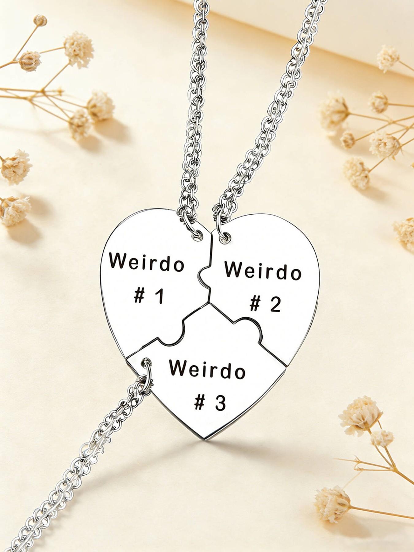 Set Of 3 Mother Sister Brother Heart Pendant Necklaces Stainless Steel Matching Family Love Jewelry Gifts