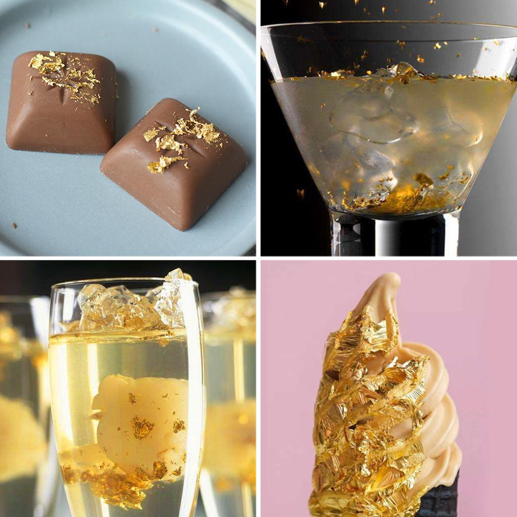 Multipurpose Gold Leaf Foil Sheets Perfect for Baking Pastry Decor and Daily Beauty Mask Care