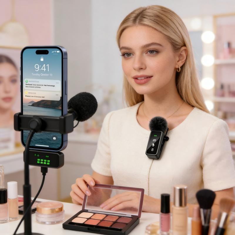 Wireless Microphone, Professional Wireless Microphone for iPhone & Android Phone, Lapel Mic for Video Recording, Teaching, Interviews, Podcast