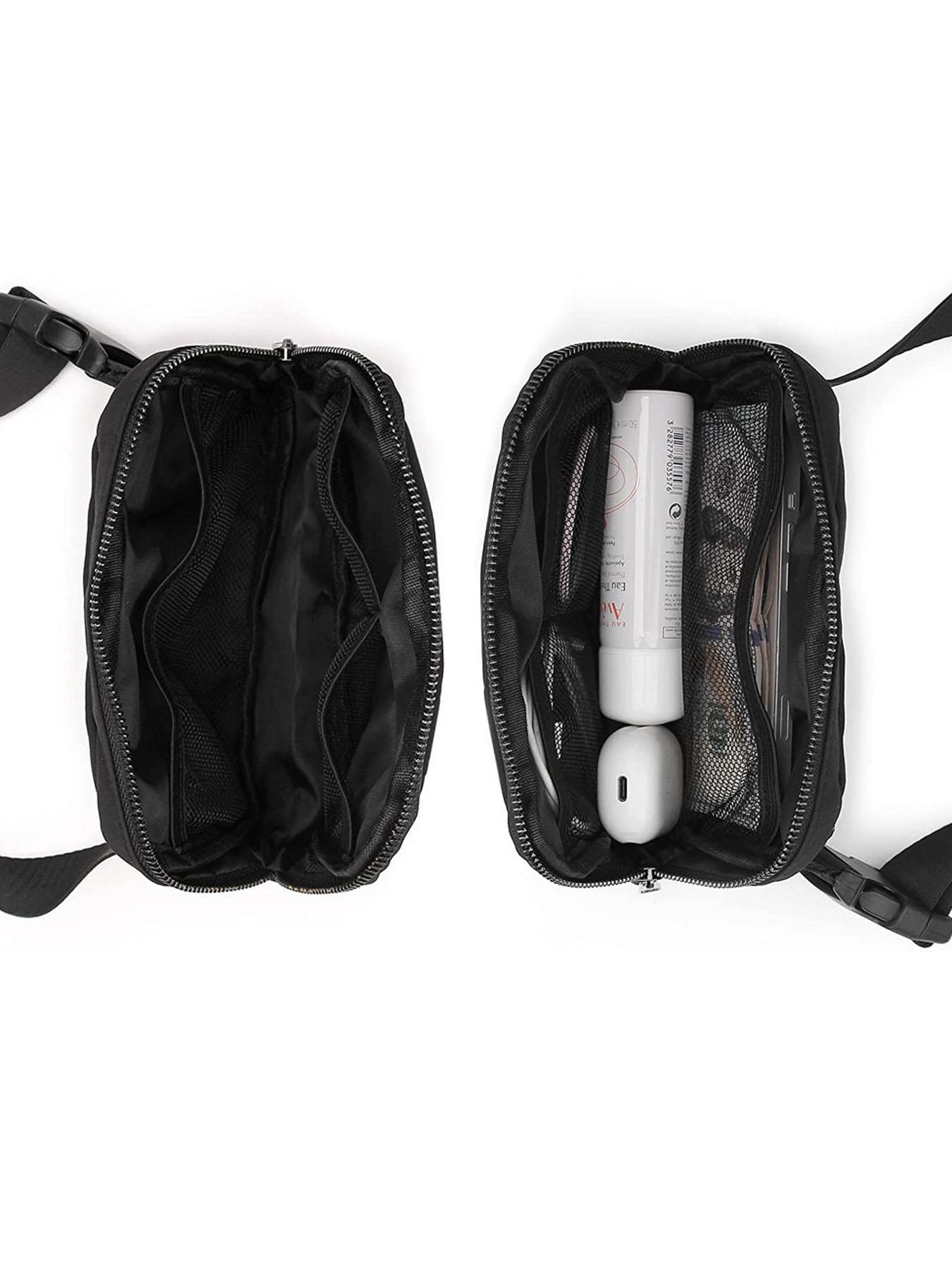 Fanny Zipper Belt Bag Waist Pack Crossbody Bags Bum Bag for Running Hiking Travel Workout Adjustable Strap for Women -black