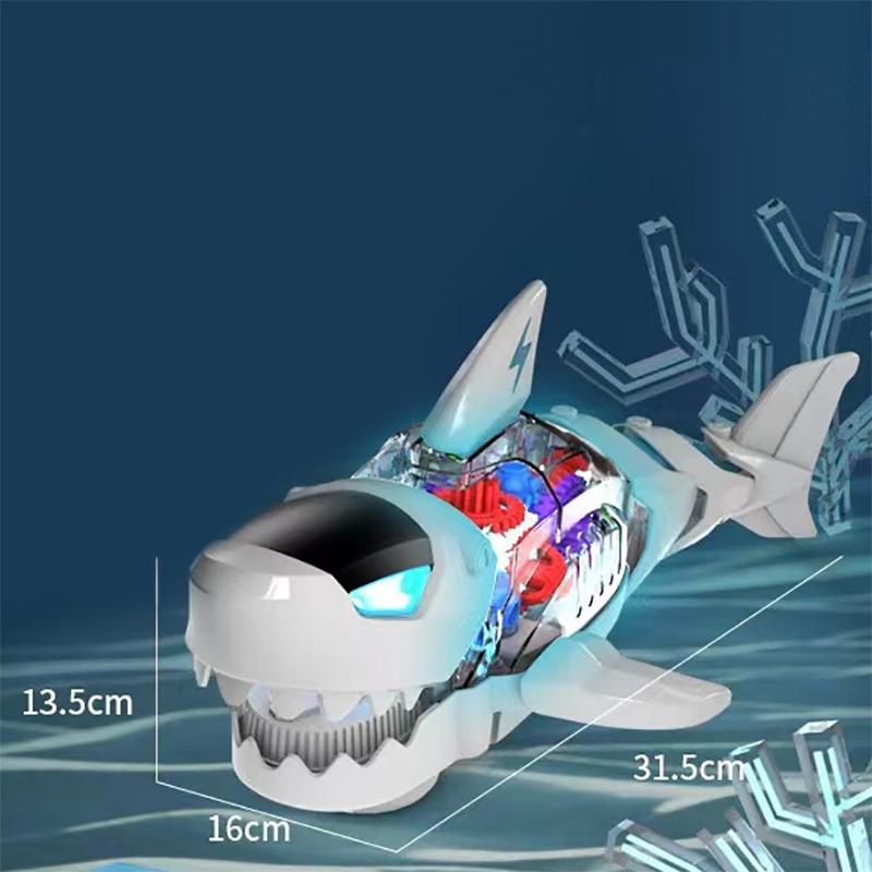 Product Introduction of Electric Gear Shark Simulation Light Music Swing Universal Mechanical Shark Sea Animal Electric Toy 6