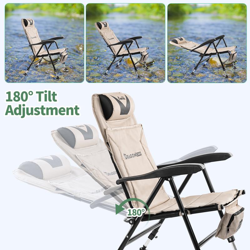 Ultralight Foldable Camping Chair with 180° Reclining Backrest, Anti-Slip Steel Claws for All-Terrain Use - Perfect for Camping, Fishing, Beach Relaxation & Napping