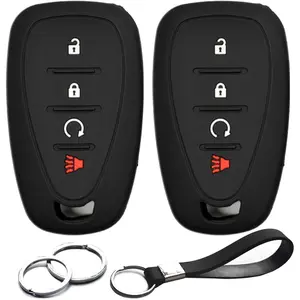2pcs Compatible with Chevy Chevrolet Bolt EV EUV Trailblazer Traverse Trax Blazer Equinox Cruze Sonic Volt Smart 4 Buttons Key Fob Cover Case Key Chain Protector Keyless Remote Holder