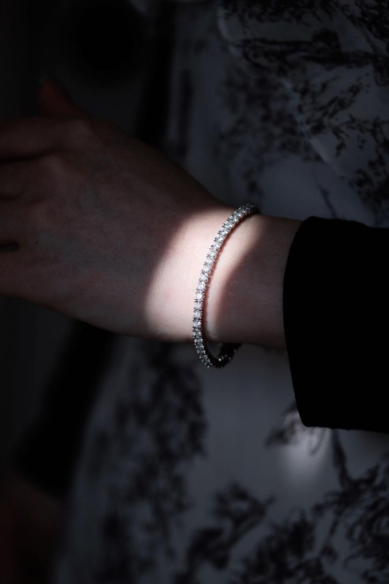 【#207 Classic Tennis Bracelet】3mm 5.2Carat Classic Tennis Bracelet Synthetic Moissanite Tennis Bracelet in 925 Sterling Silver