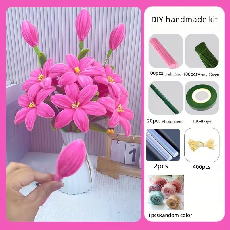 623pcs Multicolor Lily Tulip Twist Rod Pipe Cleaner Craft Kit, DIY Flower, Snowflake DIY Handmade Project, Perfect for Wedding Bouquets, Artificial Bouquet and Party Decorations