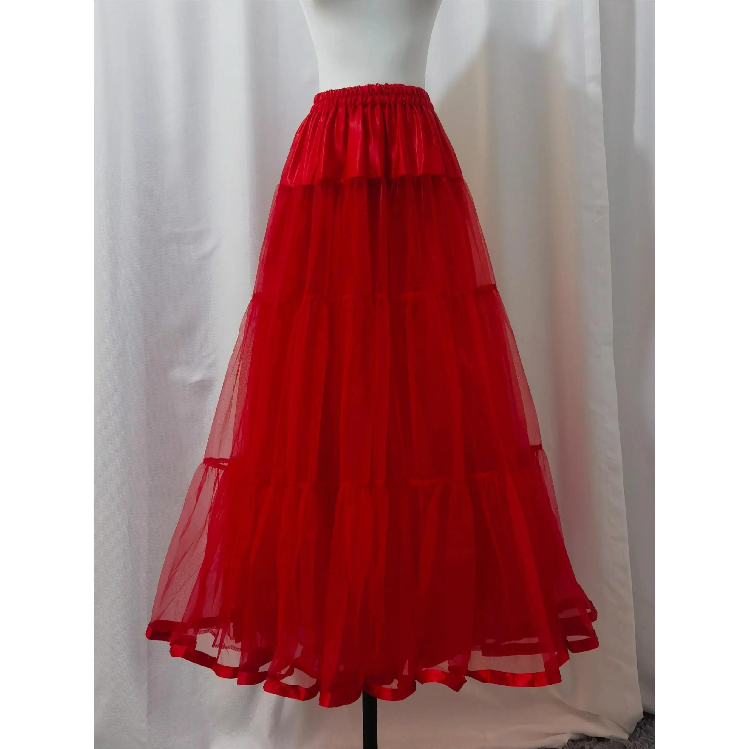 Long Puffy Skirts 80CM Girls Fashion Tutu Skirt Women Solid Ball Gown Bridal Petticoat White Wedding Dress Underskirt Adult Tutu
