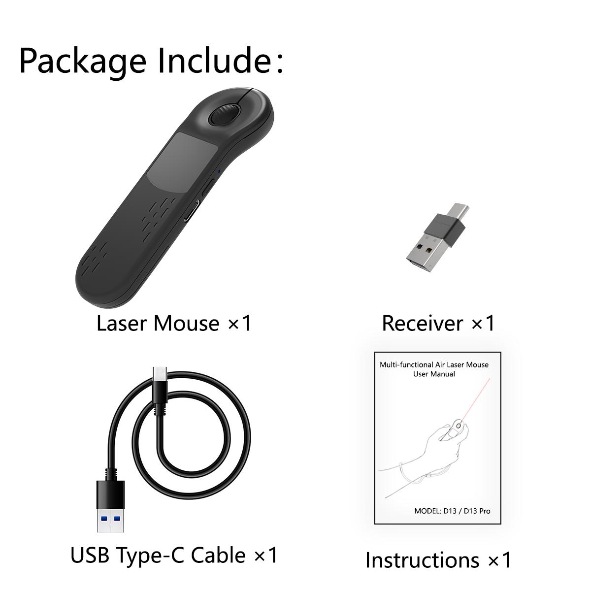 Remote Control for Phone, Scrolling Air Mouse with Touchpad, Wireless Scroller, Presentation Clicker with Red Laser, 3-in-1 USB/Type-C, Hyperlink & Volume Control, Short Video Page Turner, Remote for Mac/PC/Laptop（Bluetooth+2.4G）