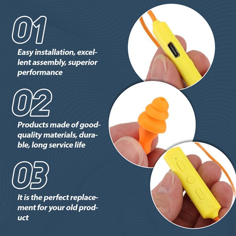 Ear Plugs Bluetooth Earphone for Work Noise Suppression Hearing Protection Construction Sites Noisy Places Audio Charging Silicone Shockproof Earbud Headset Orange Electronic Chargeable