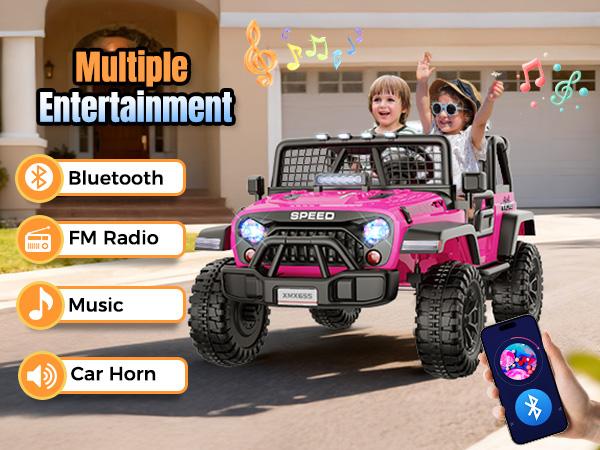Hikole 24V Electric Jeep Car for Kids with Parent Remote, Power Ride on Wheels, Kid Cars to Drive for Boys Grils w/LED Lights, Bluetooth, 3 Speeds, Music & Horn